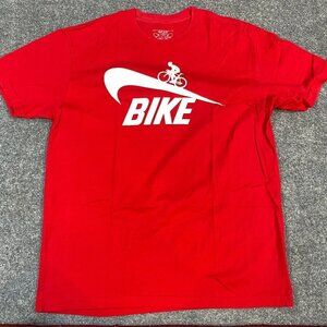 Clockwork Gears T-shirt M Red Cotton Made in USA Just Bike Nike Parody